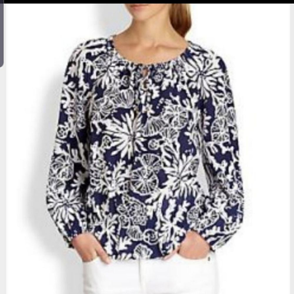 Lilly Pulitzer Trisha in the groove silk blouse